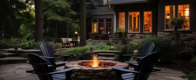 Outdoor Fireplace Landscape Lighting Charlotte NC